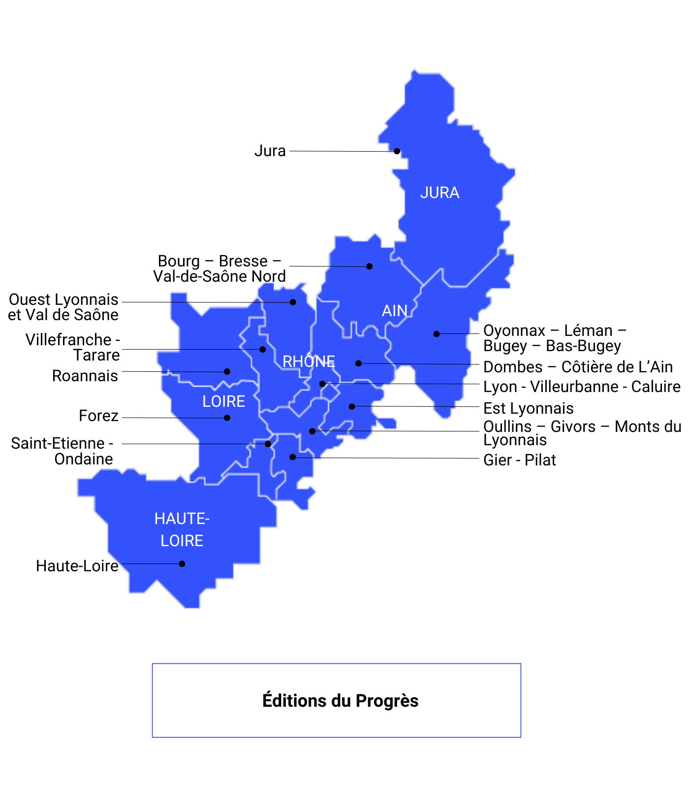 Progres Map Le Progrès : communiquer, annoncer sur le Progrès | Ebra | Ebra